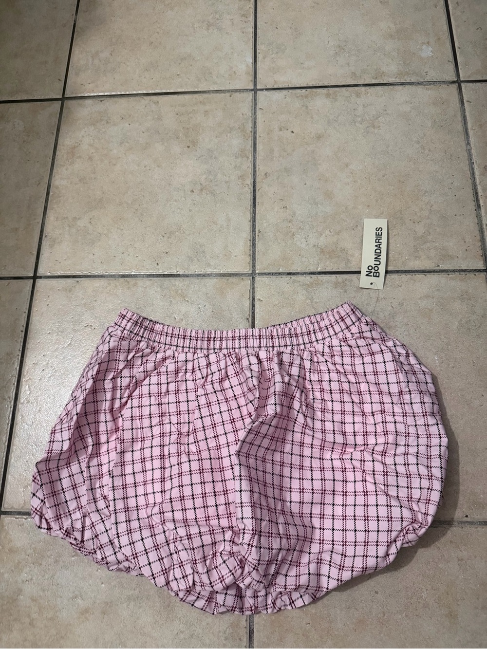 No Boundaries Pink Plaid Bubble Shorts